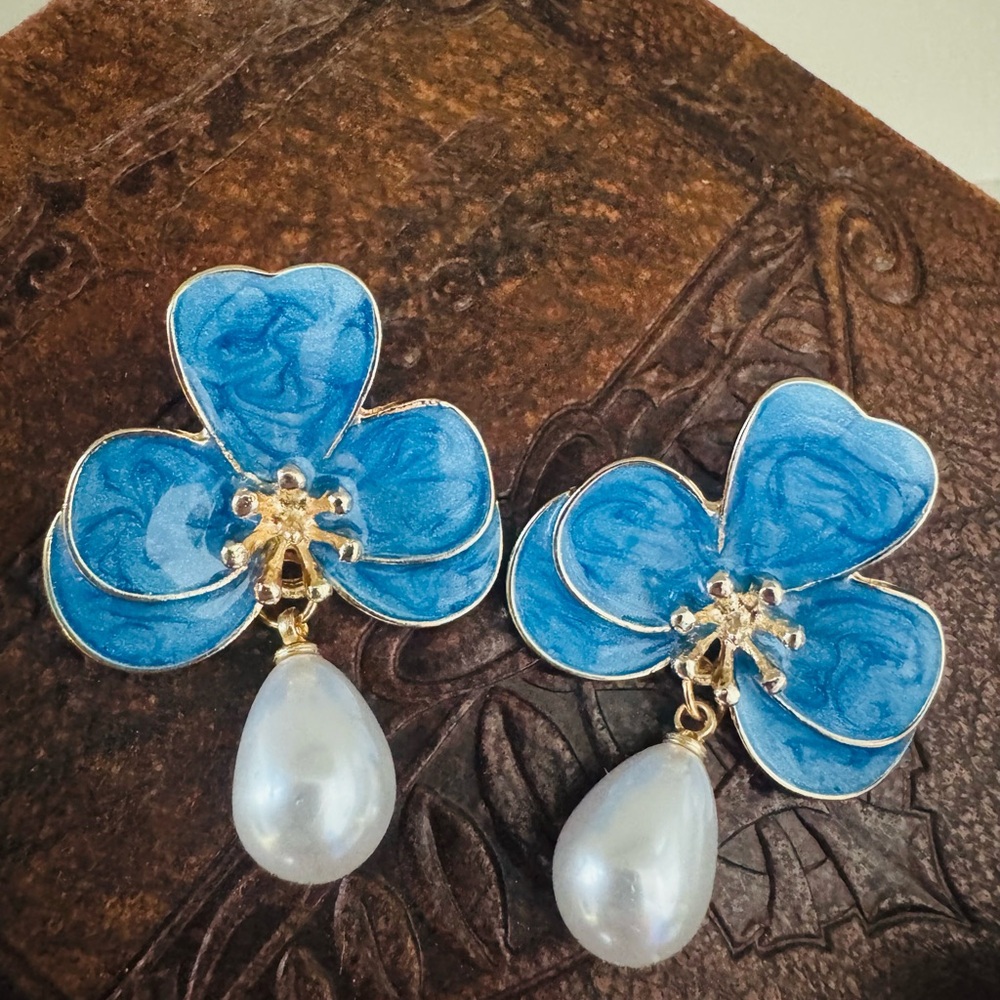 “Something Blue” Bridgerton inspired Statement Earrings Brand New, Anthropologie